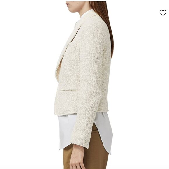 rag & bone Elle Tweed Blazer Ecru Cotton Frayed Trim Jacket Size 6 - Picture 4 of 15